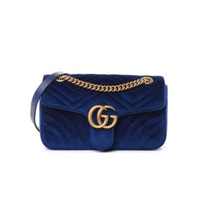 Gucci Blue Velvet Marmont Mini Bag